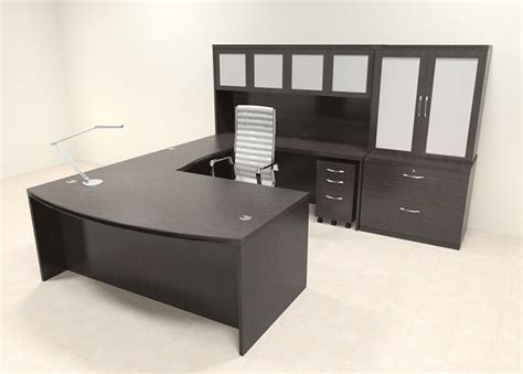 7pc Modern Contemporary U Shaped Executive Office Desk Set Ro Abd U15