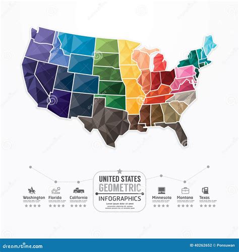 United States Map Infographic Template Geometric Concept Banner Stock
