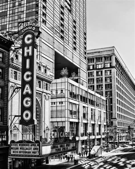 Chicago Black And White Photography Chicago Theatre Sign Fine
