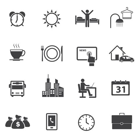 Business And Daily Routine Icon Set 1215114 Vector Art At Vecteezy