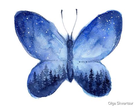 Blue Space Butterfly By Olga Shvartsur Redbubble