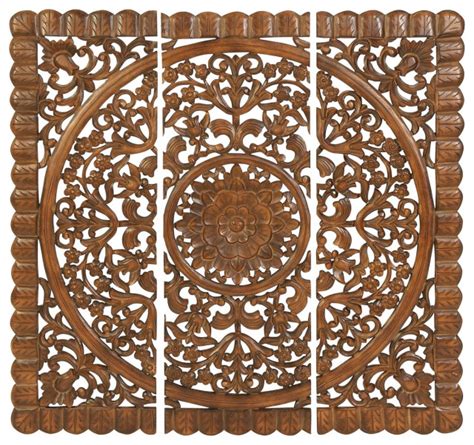 Zimlay Traditional Wooden Set Of 3 Wall Art With Scallop Edges 14324