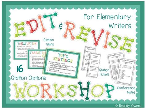Edit And Revise Workshop For Elementary Writers Student Workshop And