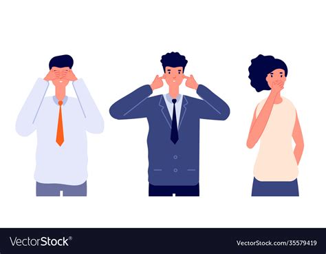 Three Wise Characters Ignore Or Avoid Business Vector Image