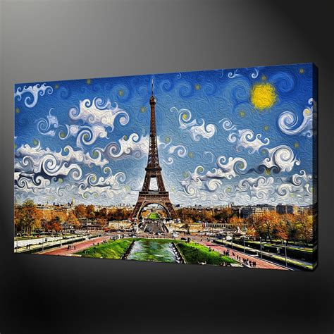 Eiffel Tower Paris Canvas Wall Art Pictures Prints Painting Style Free