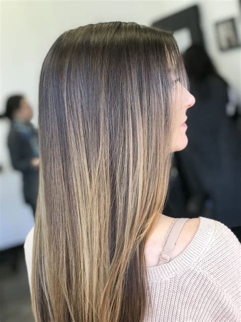 Blended Straight Hair Balayage Brown Straight Hair Balayage Straight
