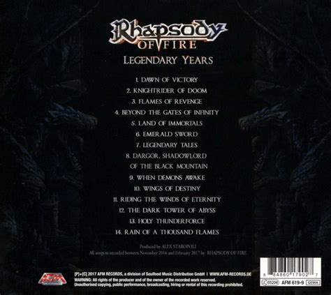 Rhapsody Of Fire Ex Rhapsody Legendary Years Cd Jpc