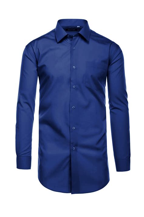 Cotton Blend Dress Shirt Regular Fit In Royal Blue Mens Fashion