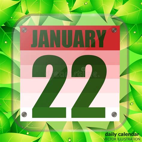 January 22 Icon For Planning Important Day With Green Leaves Twenty