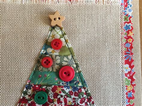 Christmas Card Fabric Applique Card Handmade Greeting Card Etsy