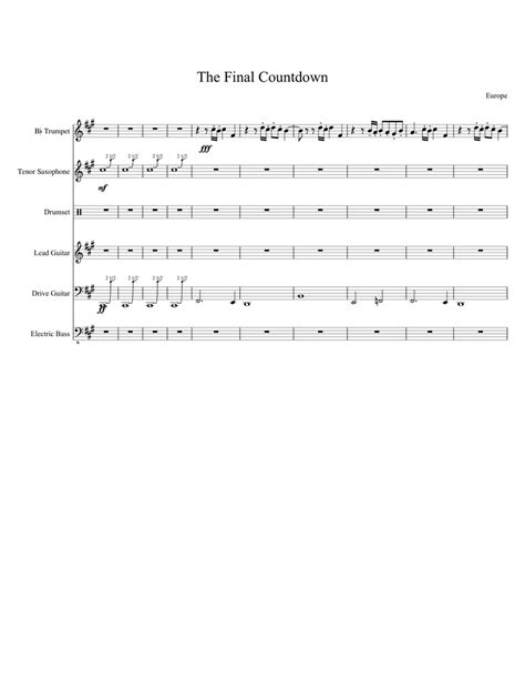 The Final Countdown Sheet Music For Trumpet Solo Download And Print