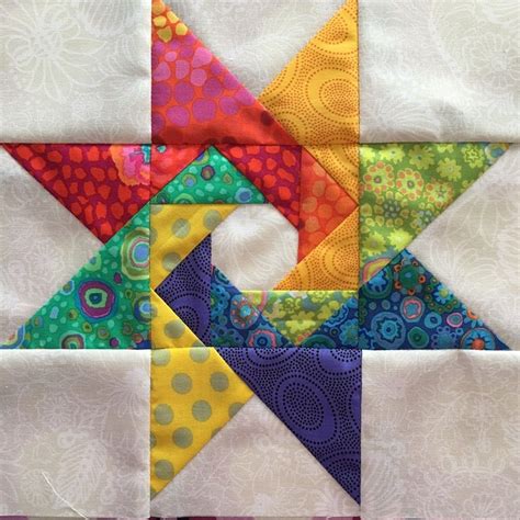 Pretty And Colorful Quilt Block Star With A Spinning Center Quilt
