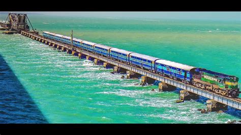 Pamban Bridge Indias Most Extreme Rail Bridge Ii Train On Sea Youtube