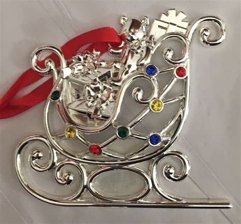 Lenox Sparkle And Scroll Sleigh Christmas Ornament Silver
