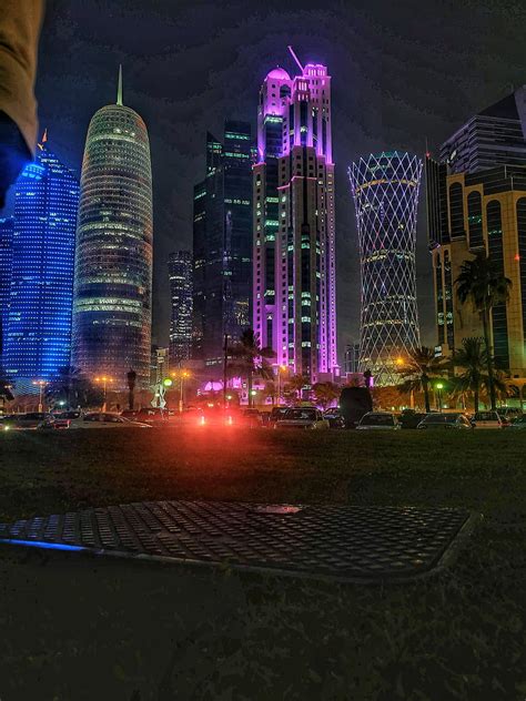 Doha Skyline Lights Night Qatar Tower Hd Phone Wallpaper Peakpx