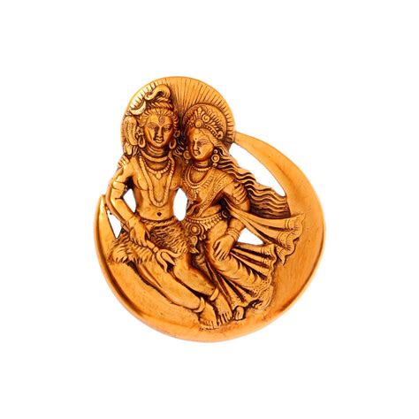 Ecraftindia Golden Shiva Parvati Idol Metal Decorative Wall Hanging Showpiece Buy Ecraftindia