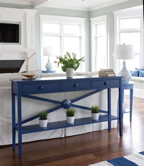 Caribbean Blue Drawer And Runner Sofa Table Fresh Living Room Coastal