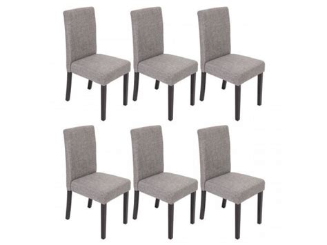 Lot de 6 chaises de salle à manger en tissu gris pieds ...