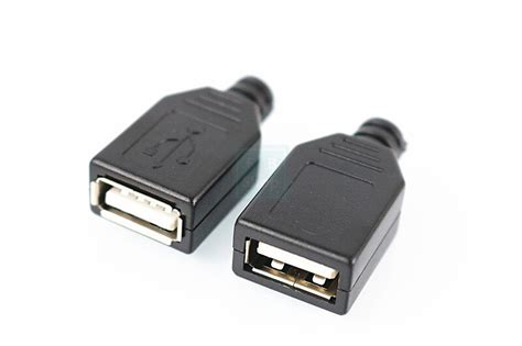 10pcs Type A Female Usb 4 Pin Plug Socket Connector With Black Plastic