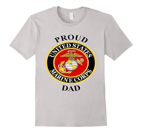 Mens Marine Usmc Proud Dad T Shirt Fathers Day Army Military Vet Cl