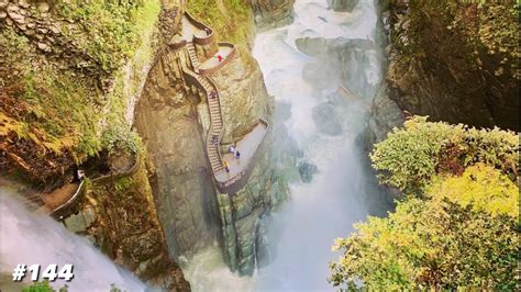 Waterfall Pailon Del Diablo Banos Ecuador Hike To The Pailon Del