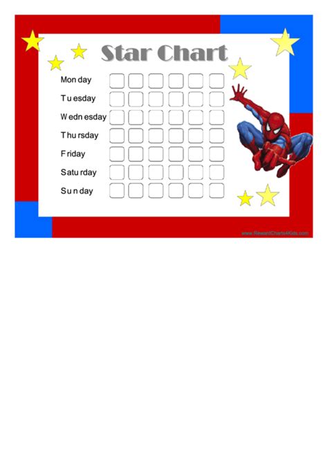 star reward chart spiderman printable
