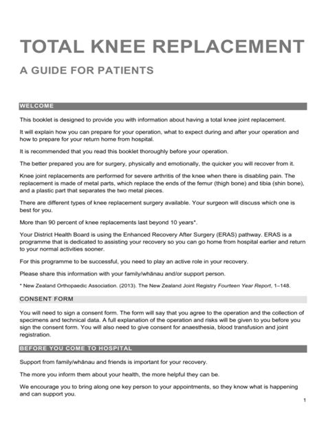 Total Knee Replacement A Guide For Patients