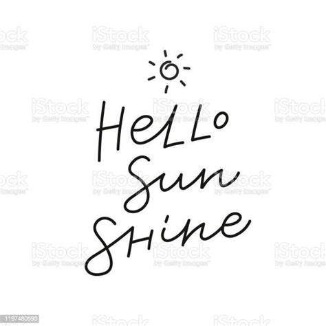 Hello Sunshine Sun Calligraphy Quote Lettering Stock Illustration