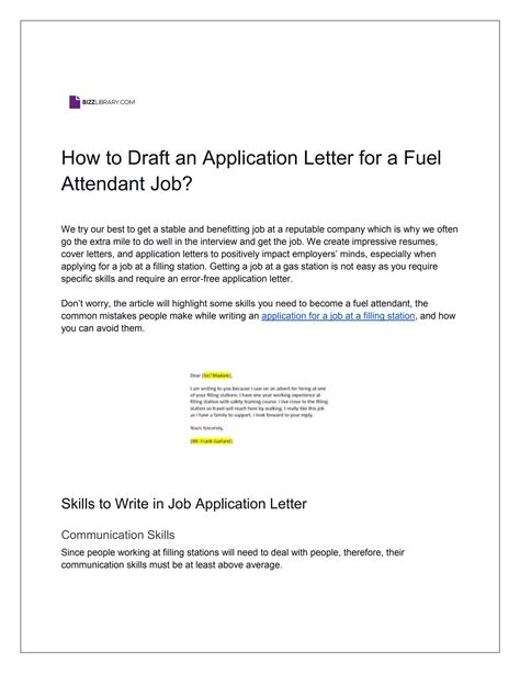 How To Draft An Application Letter For A Fuel Attendant Job