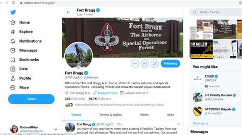 Fort Bragg Says Twitter Account Hacked