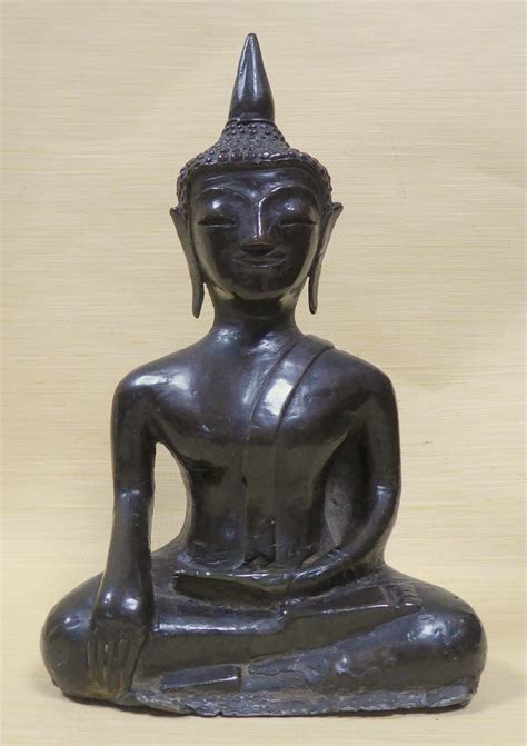 Early 19thc Bronze Laos Seated Buddha Lb74 Antique Buddha