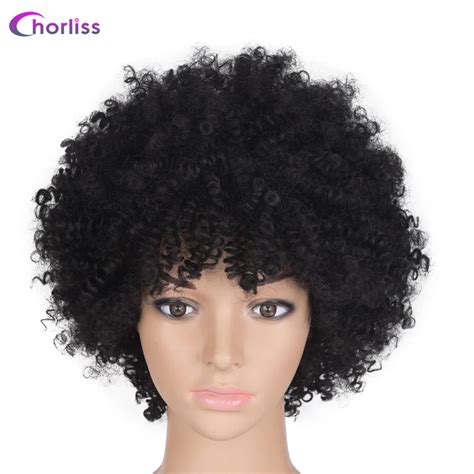 Afro Wigs Black Women Wig Black Curls Men Synthetic Wigs Afro