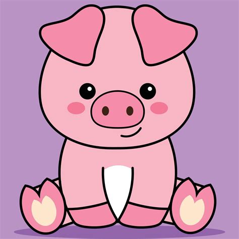 Cute Baby Pig Kawaii Pig Sitting 13530815 Vector Art At Vecteezy