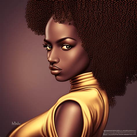 Melanin Dark Skinned Woman Big Curls Hyperrealistic Graphic · Creative Fabrica