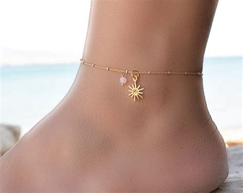 Dainty Gold Anklet Boho Anklets For Women Sun Anklet Gold Anklets