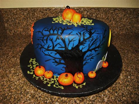 Halloween Cake Fondant Tree Tree Cakes Halloween Cakes