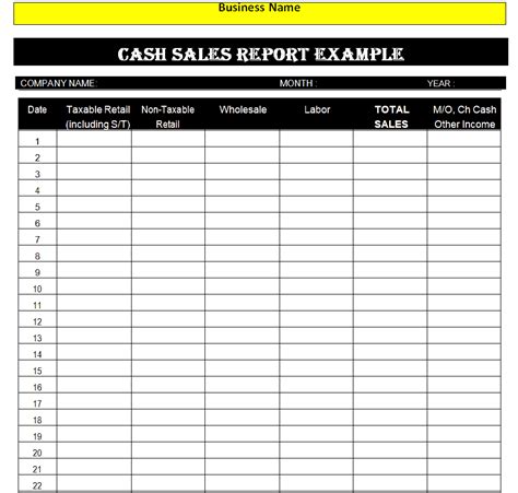 21 Cash Sales Report Templates In WORD EXCEL Word Excel Formats