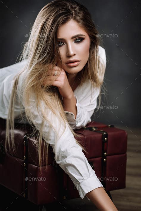 Sensuality And Femininity Portrait Of Beautiful Young Blonde Girl With