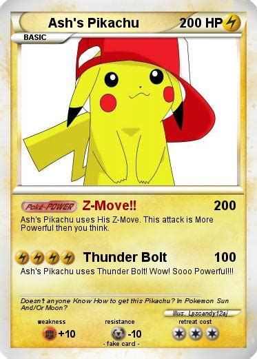 Pokémon Ash S Pikachu 678 678 Z Move My Pokemon Card