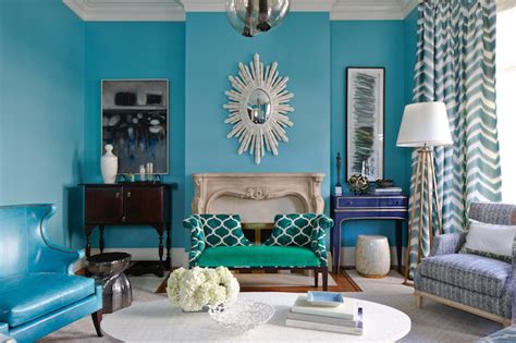 Turquoise Living Room Eclectic Living Room Massucco Warner Miller