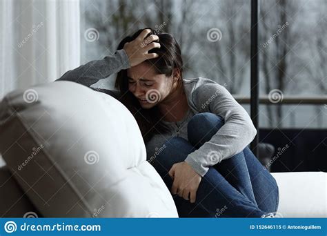 Sad Woman Complaining And Crying At Home Stock Image Image Of