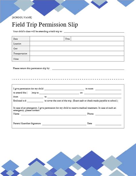 10 Field Trip Permission Slip Template Free Word Shop Fresh