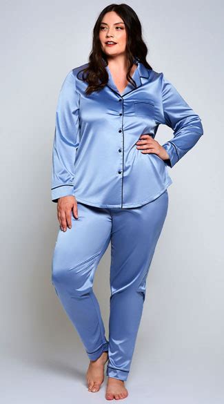 Plus Size Grace Satin Pajama Set Sexy Satin Sleepwear