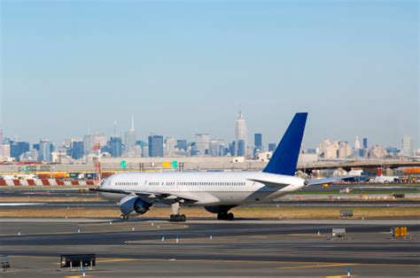 Newark Airport New Jersey Usa With New York Skyline Stock Photo