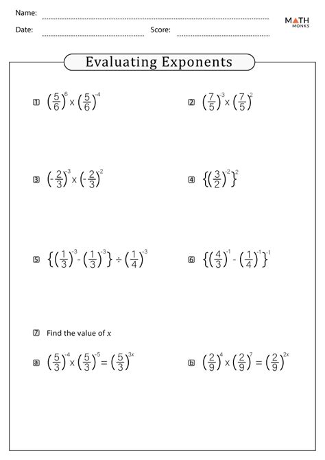 Exponents Worksheets With Answer Key