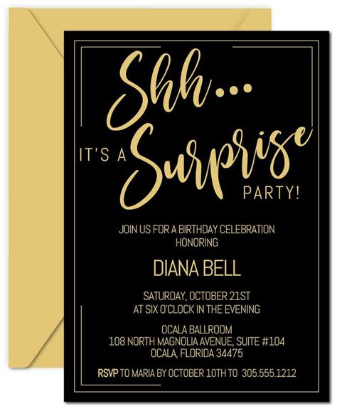 Surprise Party Invitations Chalkboard Gold Glitter Surprise Party Invitations Friend Invitation