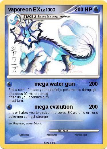 Pokémon Vaporeon Ex 30 30 Mega Water Gun My Pokemon Card
