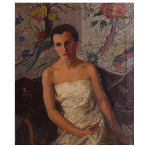 American Early 20th Century Painting Of Woman In A White Gown For Sale