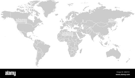 mapa del mundo en color gris sobre fondo blanco mapa político en blanco con alto detalle