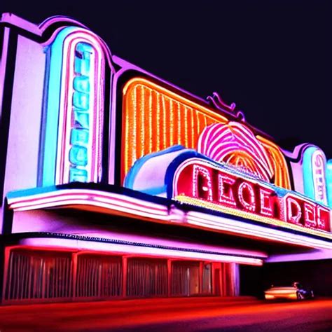 Art Deco Movie Theater Palace At Night Dramatic Light Stable